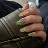 GlamRays Press on Nails Long Square False Nails Green French