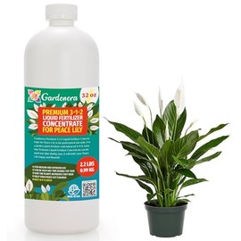 Premium Liquid Peace Lily Plant Fertilizer - 3-1-2 Concentrate for Indoor Plants and Flowers by Gardenera | Organic Plant Food for Peace Lily - 32oz