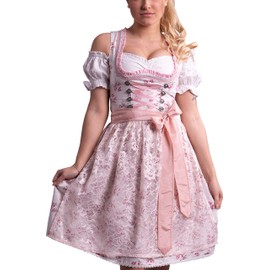 Golden Trachten 534GT Women's 3-Piece Traditional Dirndl Costume, Oktoberfest Midi Dress with Apron and Blouse - Cocktail 34