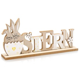 Aurasky Easter Lettering Stand, Easter Decoration Wood, Lettering with Easter Bunny, Easter Decoration for Standing, for Children, Easter, Spring, Gift, Party Decoration
