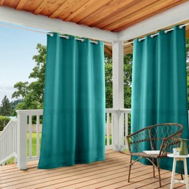 TOWN & COUNTRY BASICS Cabana Solid GT Indoor/Outdoor Light Filtering Grommet Top Curtain Panel Pair, 54x120, Dark Teal, 2 Piece