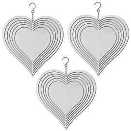 3 Pack 10 - inch Double Sided Heart Shaped Sublimation Wind Spinner Blanks w/Hooks