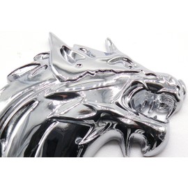 3D 3D Sticker Wolf Wolf Emblem Metal Left Right Easy to Apply Double Sided Tape (Silver Right Facing)