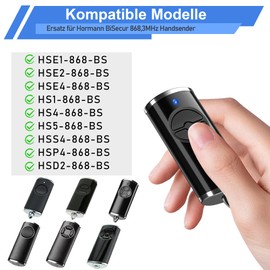 pepape Garage Door Opener Remote Control for Hörmann Handheld Transmitter HSE2-868-BS, HSE-4-868-BS, HS4-868-BS, with Sun Visor Clip, Compatible with 868.3 MHz Hörmann BiSecur Garage Door Drive