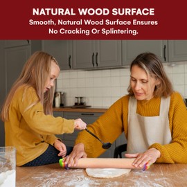 Kitchtic Adjustable Rolling Pin with Removable Rings - Precision Baking and Cookie Dough Rolling Pin with Thickness Measuring Rings for Perfectly Rolled Dough - Multi-Color - 16.9''x2.5''x2.5''