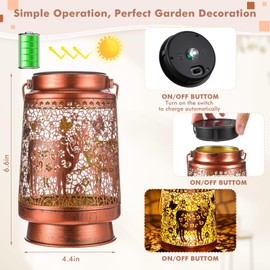 Glooglitter 2 Pcs Highland Cow Solar Lanterns Outdoor Christmas Hanging Solar Lights Gifts for Women Men Waterproof Lamp Metal Decorative LED Yard Decor for Yard Patio Garden Lawn Tabletop