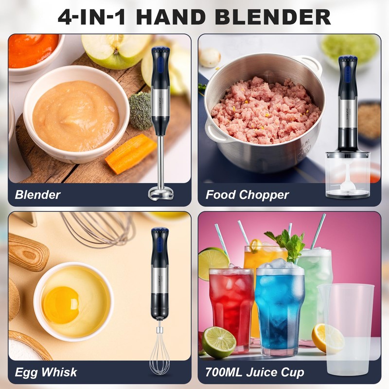 freebala Immersion Blender, 4 in 1 Hand Bender Max 1000W,