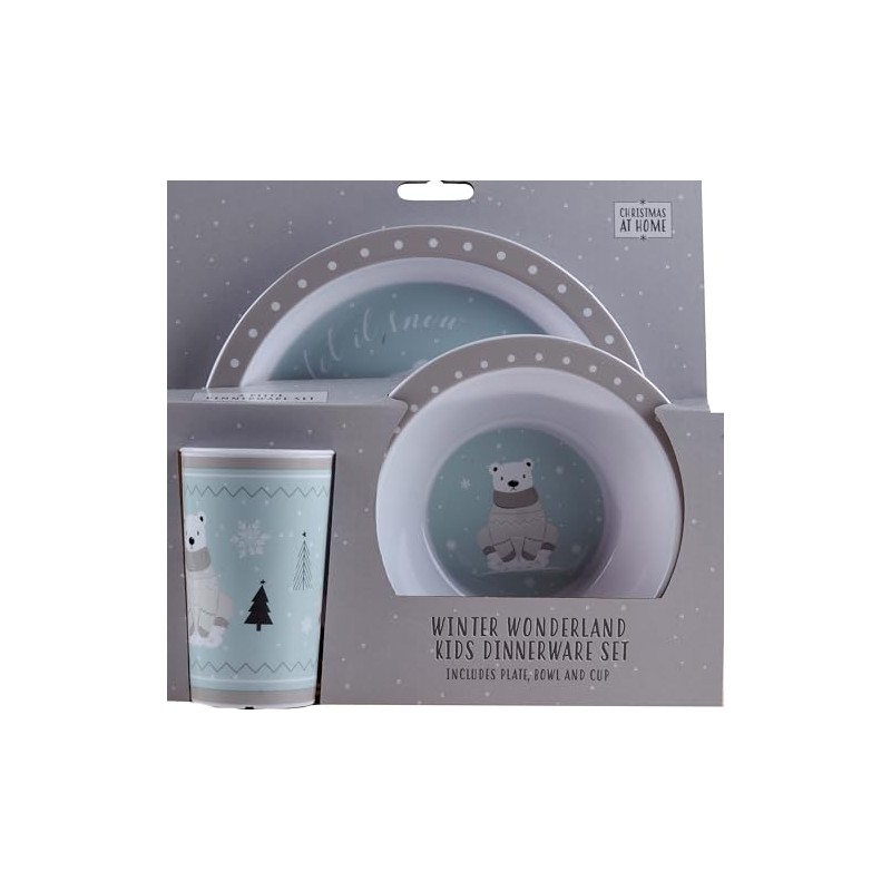 Christmas Polar Bear Melamine Kids Dinner Sets - Plates Bowls