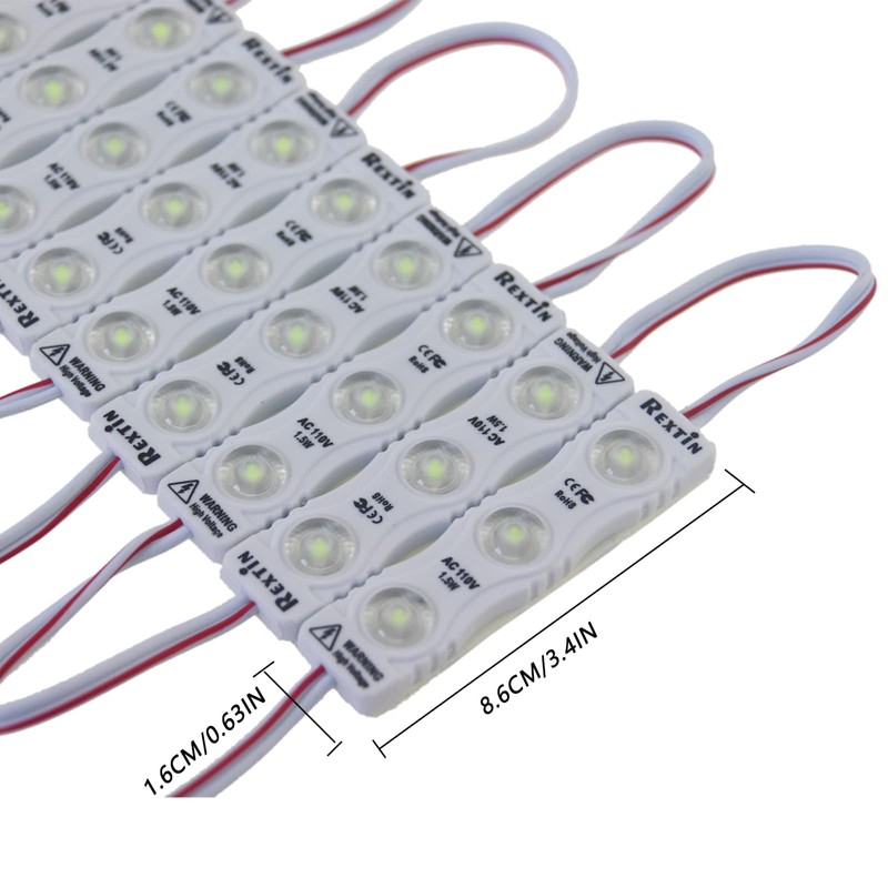 REXTiN Super Bright 100pcs 110V 2835 3 LED Module Storefront
