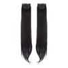 Stasia Street 24-Inch 2pcs Set Straight Clip-In Korean Synthetic Breatheable Hair Extensions for Women Natural Look Instant Volume & Length – Natural Black
