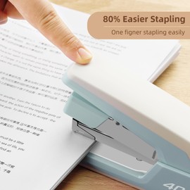 Deli Effortless Desktop Stapler, Heavy Duty Stapler, 40-50 Sheet Capacity, One Finger, No Effort, Includes Staples & Staple Remover, Blue