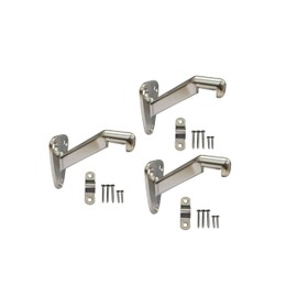 QCAA Heavy Duty Handrail Stair Brackets, Zinc Die Cast, Brushed Satin Nickel, 3 Pack, Made in Taiwan