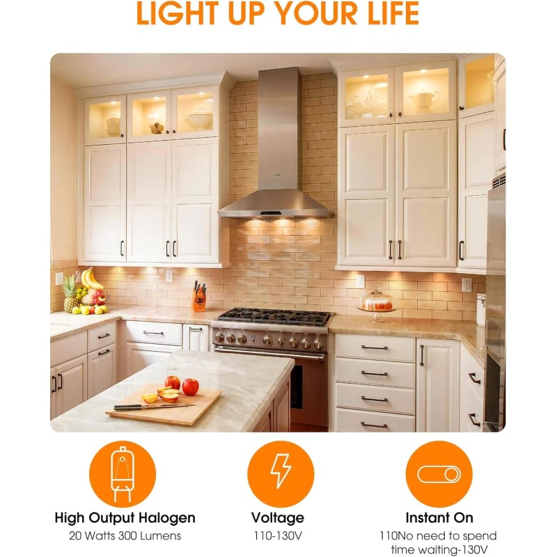 Flaspar G8 Light Bulbs, 20W Bi-Pin Base, 6 Pack 20W,