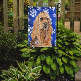 Caroline's Treasures SC9598GF Buff Cocker Spaniel Winter Snowflakes Garden Flag Mailbox Flag Decorative Yard Flag Banner Outside Patio Artwork Yard Flower Beds, Garden Size, Multicolor