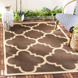 Safavieh Courtyard Collection CY6243 Moroccan Trellis Indoor/ Outdoor Area Rug, 4' x 4' Square, Dark Brown