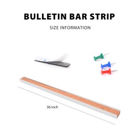 Corksidol Bulletin Bar Strip, Cork Board, Cork Strips, 36" x 1", Classroom, Office, Walls, Cubicle, Aluminum Frame,2 Pack, Silver
