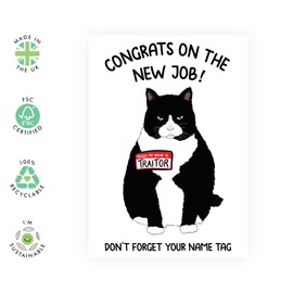 CENTRAL 23 Goodbye Cards For Coworker - Grumpy Cat Traitor - Funny New Job Card - Colleague Leaving Gifts Gifts For Men Women - Come With Fun Stickers