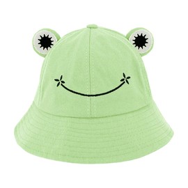 Naimo Cute Frog Fishing Hats Adult Cotton Bucket Hat Fishing Hat Unisex Bucket Hat Foldable Outdoor Sun Hat Beach Hat Summer Hat, light green