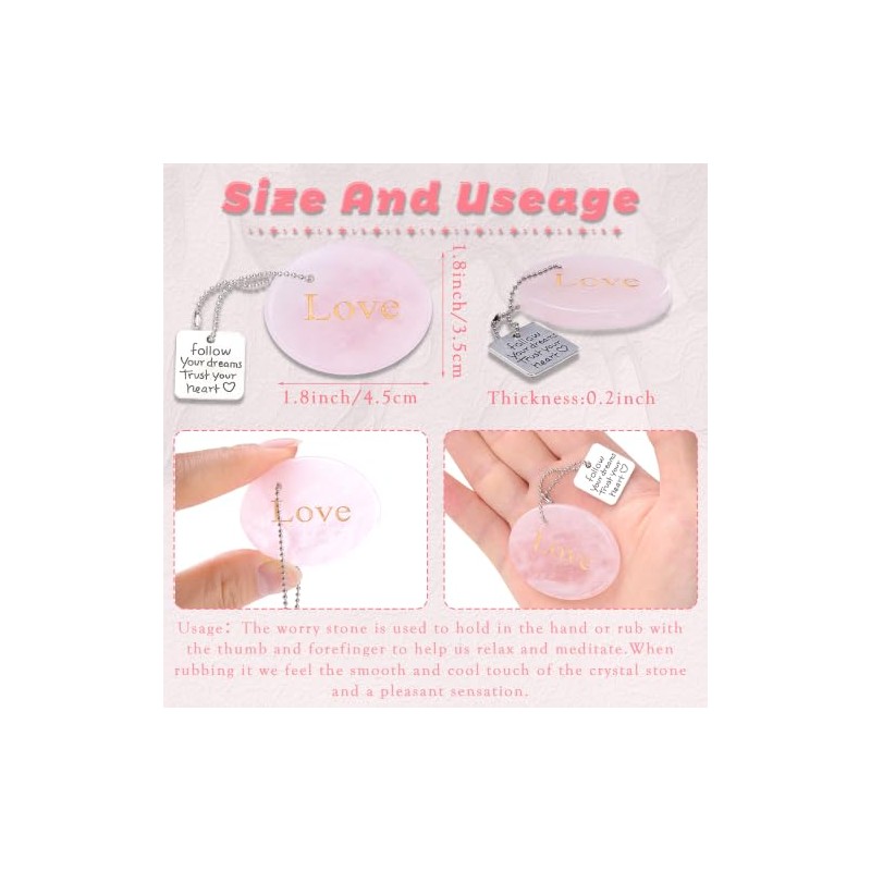 XIANNVXI Engraved Rose Quartz Worry Stone,Pocket Hug Healing Crystal