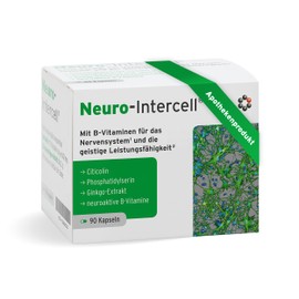 Neuro-Intercell Vitamin B Complex (90 Capsules) - High Dose for Nervous System & Concentration - With Ginkgo Biloba, Cognizin Citicoline & Phosphatidylserine - Active B12 (Methylcobalamin)