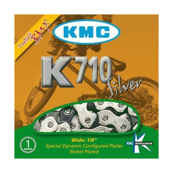 KMC HL710 BMX Bicycle Chain (1-Speed, 1/2 x 1/8-Inch, 98L, Silver)