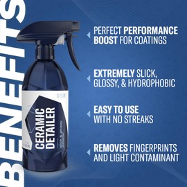 GYEON Ceramic Detailer SiO2 spray gloss enhancer hydrophobic quick detailer paint coating maintenance water repellent slick finish easy spray-on protectant for car motorcycle exterior surfaces