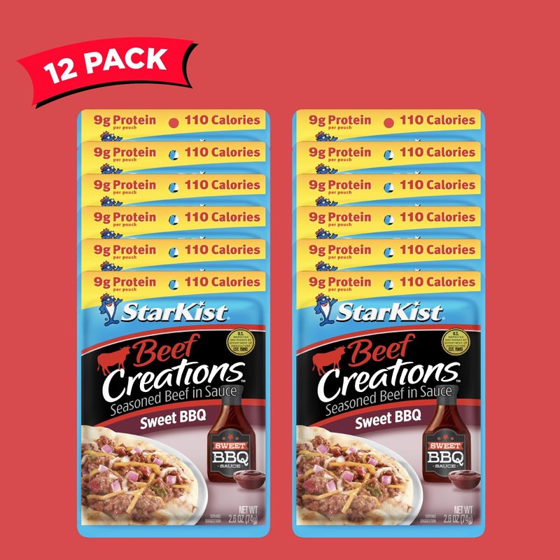 StarKist Beef Creations Sweet BBQ, 2.6 oz Pouch, 12 pack