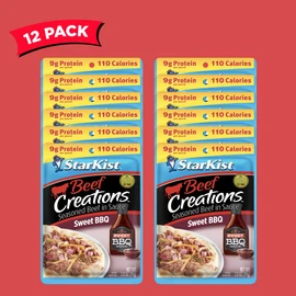 StarKist Beef Creations Sweet BBQ, 2.6 oz Pouch, 12 pack