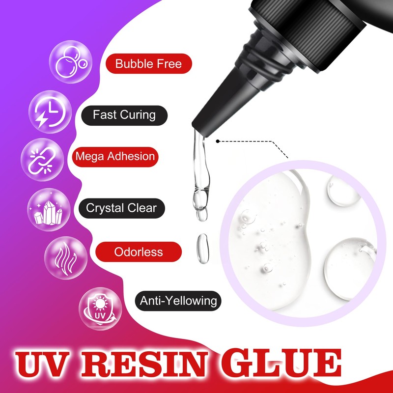 UV Resin Kit with UV Light, 60g 5-Second Cure Transparent