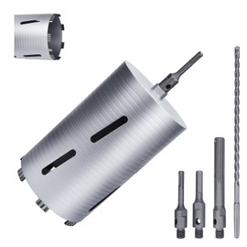 6-1/2 inch Diamond Dry Core Drill Bit, 10" Drilling Depth, 5/8"-11 Thread Core Drill Bit for Concrete Masonry Brick Block, Includes 3 Adapters SDS Plus, SDS Max and Hex (6-1/2 inch)