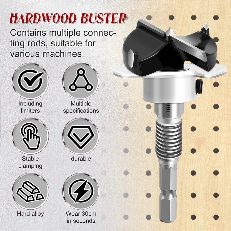 Qudubuy Forstner Drill Bit Set, 15/20/25/30/35mm Wood Drill Bits, With