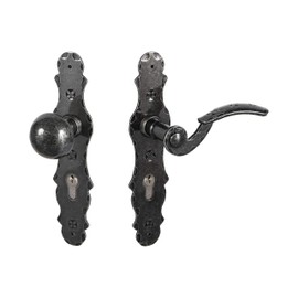 Gedotec Change Fitting Knob, 1 Door Fitting, Antique Door Handles, Room Door, BERN, PZ 92 mm - Left, Door Handle Forged Iron Black - Silver Patinated, Vintage Handle Set
