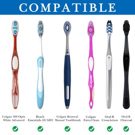Linkidea Wall Mount Toothbrush Holder with Cover, Plastic Self Adhesive Wallmount 2 Slots Tooth Brush Hanger Compatible with Oral-B CrossAction, Colgate Renewal, Reach Essentials