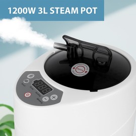 Hosoution 3L Sauna Steamer, Fcc Certified 3L & 1200W Steam Generator, Sauna Steamer Machine with Remote Control, Portable Sauna Steamer with Sturdy Lid And Explosion-Proof Interior, White