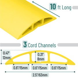 Bates- Floor Cord Cover, 10 ft Cable Cover, Yellow Extension Cord Cover Floor, Cord Protector, Floor Cable Cover, Cord Hider Floor, Cable Cover Floor, Cable Floor Cover, Cable Covers for Cords