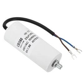 PATIKIL 25uf CBB60 Run Capacitor,AC 450V U Terminal Wires 50/60Hz Cylinder Bottom with M8 Screw for Washing Machine, Cleaning Machine Pump Motor Star