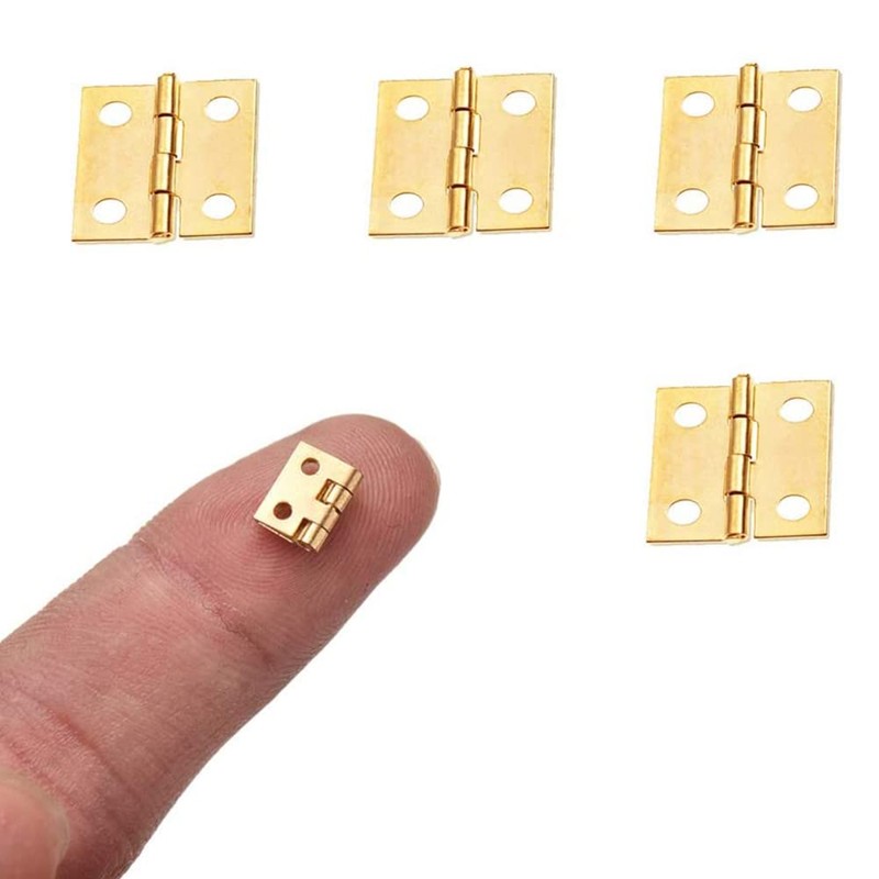 5X Small Mini Decorative Jewelry Cigar Box Hinges Brushed Brass