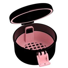 ANYLEY Leak-Proof Denture Case, Secure Lock Cleaning Box with Strainer for Travel, Household & Office, Completely Clean Care for Retainer, Mouth Guard, & Denture (Black+Pink)