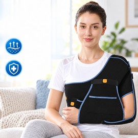 Adjustable Shoulder Support Brace for Left or Right Arm – Chest Strap Design with Color-Coded Fitting Guides for Everyday Wear
