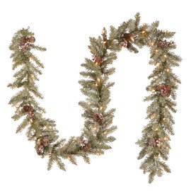 National Tree 9 Foot by 10 Inch Dunhill Fir Garland with Red Berries, Snow and Cones (DUF-300-9A-1)