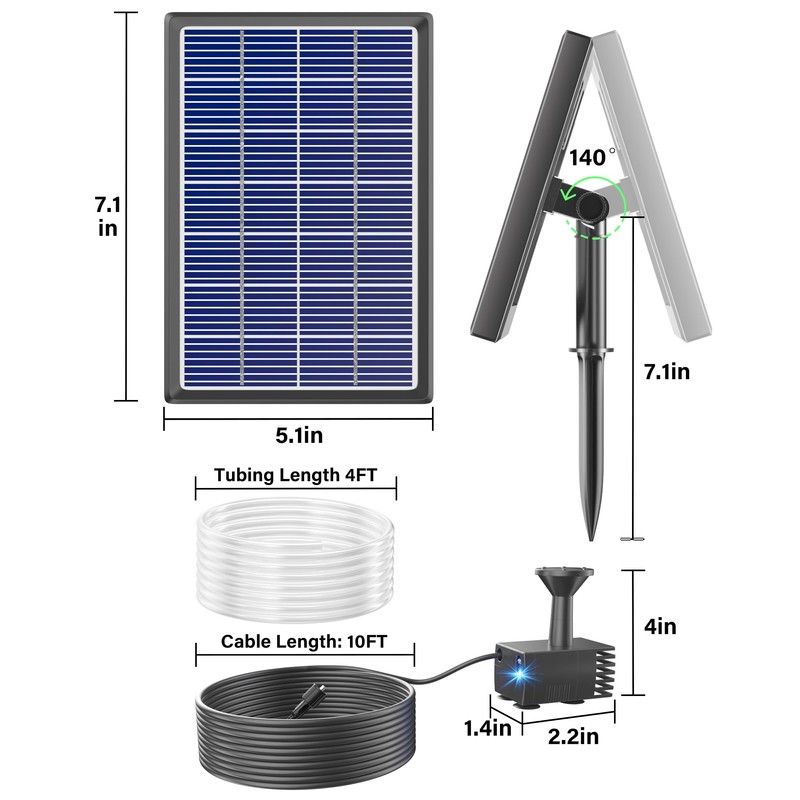 Biling Solar Water Fountain for Bird Bath, 3.5W Solar Water