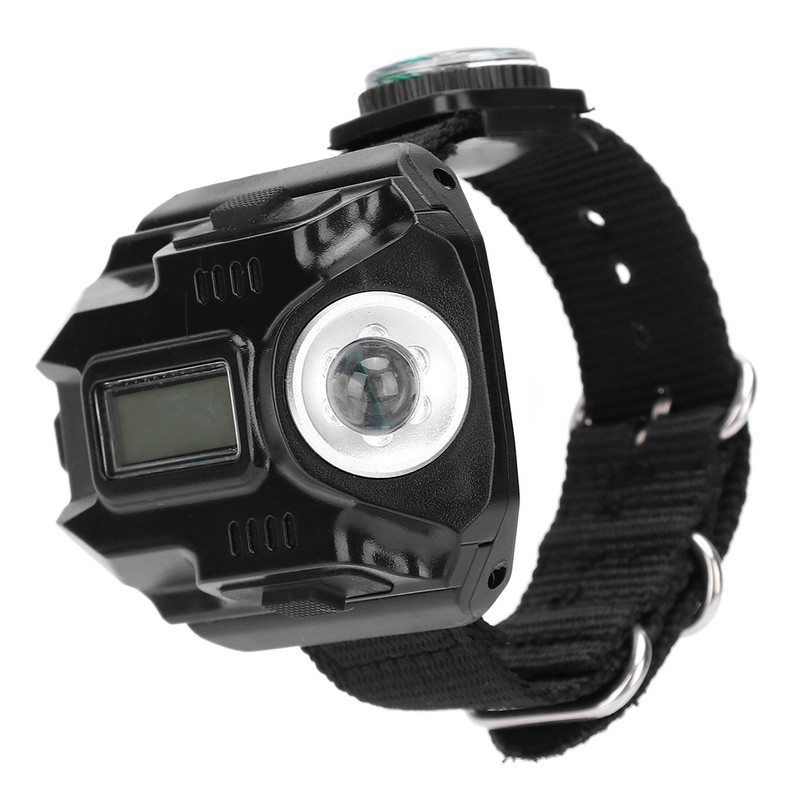 Wrist LED Light Hand Flashlight with Display Electronic Watch MultiFunctional