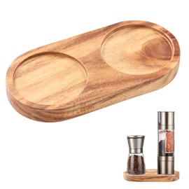 Litinliv Salt and Pepper Mill Tray, Pepper Grinder Rest, Tray for Salt and Pepper Mill, Pepper Mill Holder, Pepper Grinder Rest for 2 Mills, Salt & Pepper Grinder Accessories for Kitchen Table Décor