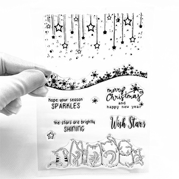 9pcs Christmas Snowflake Clear Stamps for Card Making Decoration DIY
