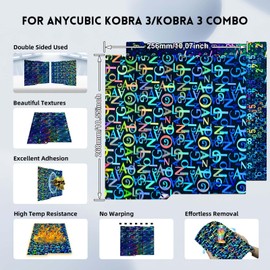 IdeaFormer IR3 Smooth Pen Build Plate for Anycubic Kobra 3, Flexible Digit+Letter Spring Steel Sheet Plate 256x268mm for Kobra 3, Kobra 3 Combo 3D Printers