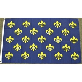 3x5 Fleur De Lis Flag French Royal Coat Of Arms Pre 1376 France Blue Gold F093 by Home Comforts