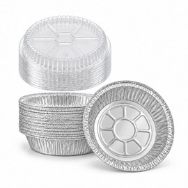 30-Pack 7" Round Aluminum Foil Pans with Clear Lids