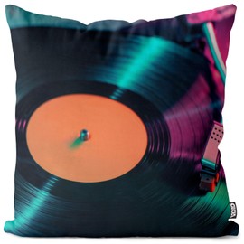VOID DJ Record Vintage Cushion Cover Sofa Couch Living Room Decoration Waterproof Outdoor Garden Cushion Cover Decoration Cushion Size: 80 x 80 cm