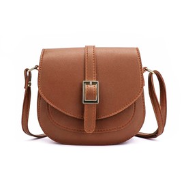 FANDARE Damen Umhängetasche Schultertasche Leder Crossbody Bag Damentasche Schulterriemen Frauen Abendtasche Citytasche Braun