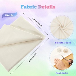 Natural Muslin Cotton Fabric 3 Yards : Muslin Fabric by The Yard 100% Cotton Textile Unbleached Draping Craft 3 Yards (1.48mx2.74m) for Sewing DIY Crafting Design Cloth Bundles Voile Fabric Roll